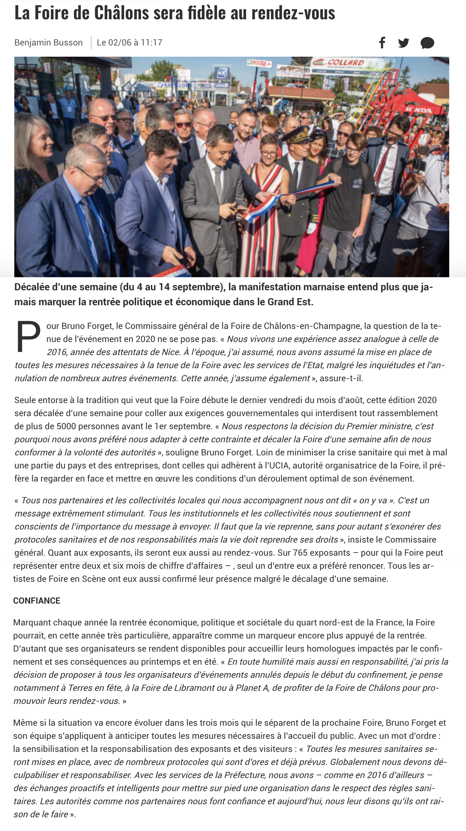Article matot braine foire de chalons 2020