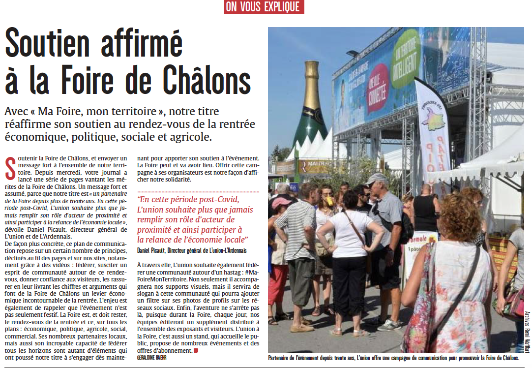 L'union soutient la Foire 2020