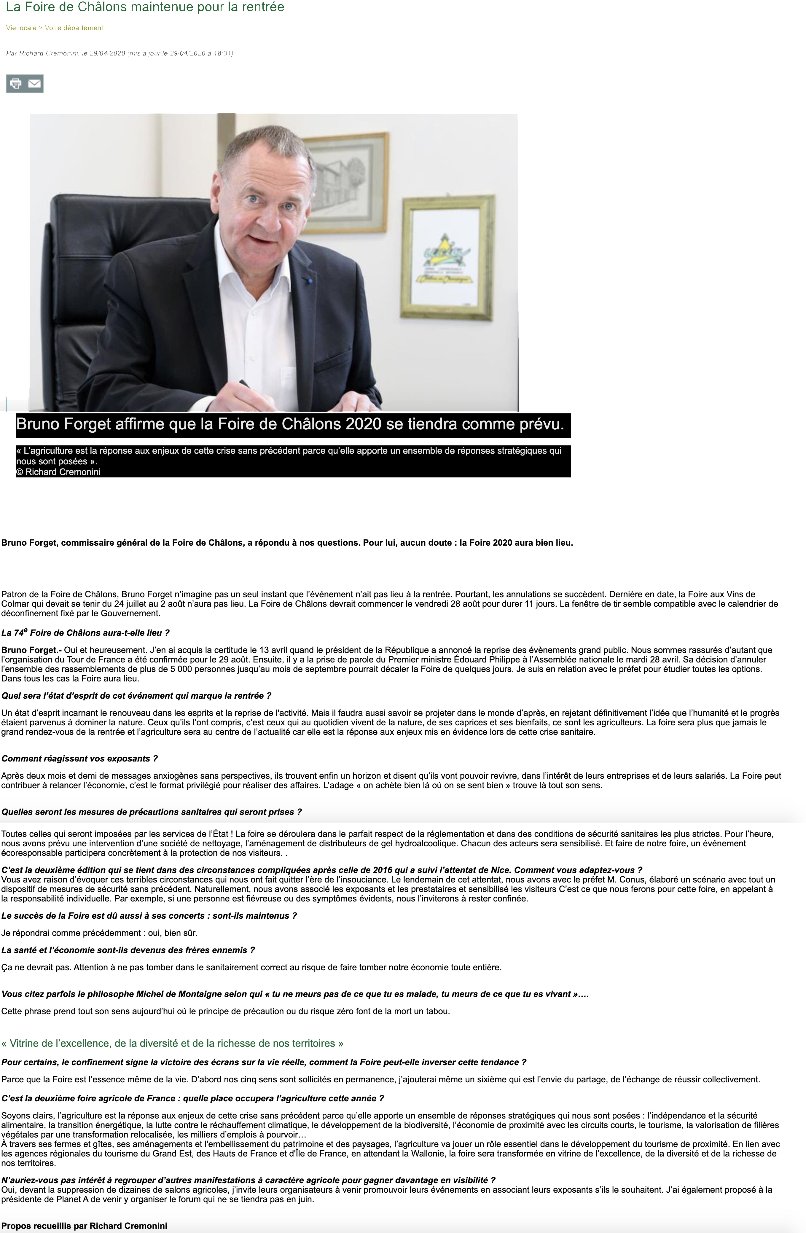 interview Bruno Forget La marne agricole